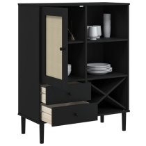 Fenland Wooden Highboard With 1 Door And 2 Drawers In Black