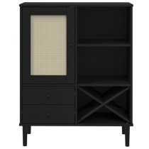 Fenland Wooden Highboard With 1 Door And 2 Drawers In Black