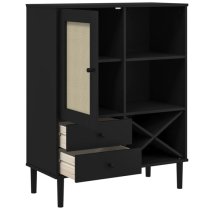 Fenland Wooden Highboard With 1 Door And 2 Drawers In Black