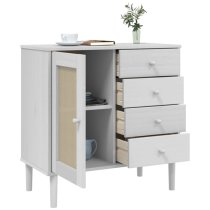 Fenland Wooden Sideboard With 1 Door 4 Drawers In White