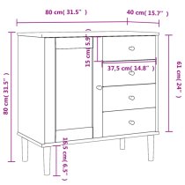 Fenland Wooden Sideboard With 1 Door 4 Drawers In White