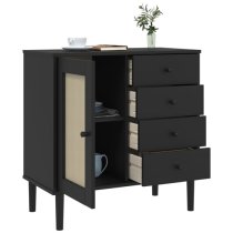 Fenland Wooden Sideboard With 1 Door 4 Drawers In Black