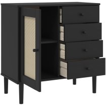 Fenland Wooden Sideboard With 1 Door 4 Drawers In Black