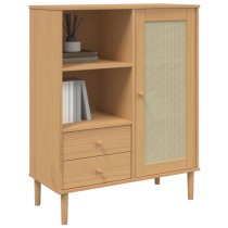 Fenland Wooden Highboard With 1 Door 2 Drawers In Brown