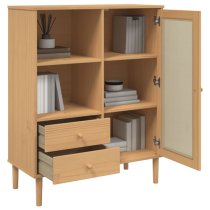 Fenland Wooden Highboard With 1 Door 2 Drawers In Brown