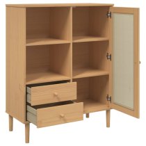 Fenland Wooden Highboard With 1 Door 2 Drawers In Brown