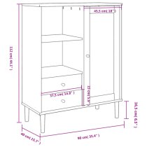 Fenland Wooden Highboard With 1 Door 2 Drawers In Brown