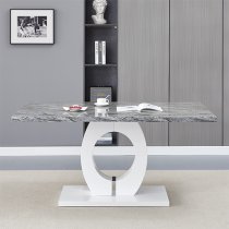 Halo High Gloss Dining Table In Melange Marble Effect