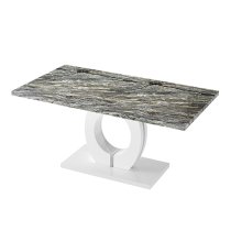 Halo High Gloss Dining Table In Melange Marble Effect