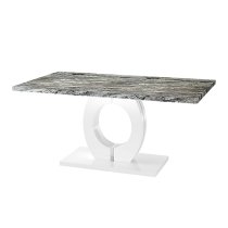 Halo High Gloss Dining Table In Melange Marble Effect