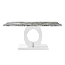 Halo High Gloss Dining Table In Melange Marble Effect