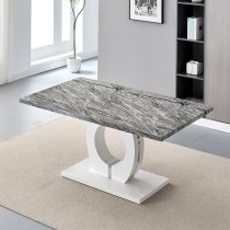 Halo High Gloss Dining Table In Melange Marble Effect