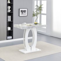 Halo Magnesia Marble Effect Bar Table 4 Ripple Black Stools