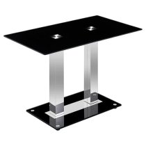 Jet Small Black Glass Dining Table With 4 Paris Grey Chairs