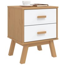 Dawlish Wooden Bedside Cabinet With 2 Drawers In White Brown