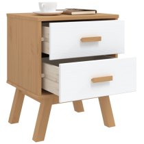 Dawlish Wooden Bedside Cabinet With 2 Drawers In White Brown