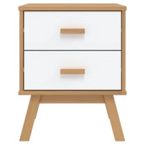 Dawlish Wooden Bedside Cabinet With 2 Drawers In White Brown