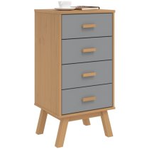 Dawlish Wooden Bedside Cabinet With 4 Drawers In Grey And Brown