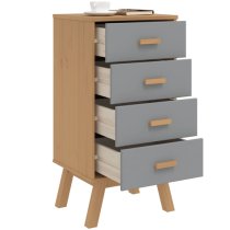 Dawlish Wooden Bedside Cabinet With 4 Drawers In Grey And Brown