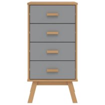 Dawlish Wooden Bedside Cabinet With 4 Drawers In Grey And Brown