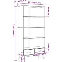 Dawlish Wooden Bookcase With 2 Drawers In Grey And Brown