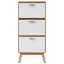 Dawlish Wooden Shoe Cabinet With 3 Drawers In White And Brown