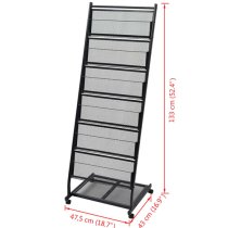 Hart Metal Magazine Rack With 6 Shelves In Black