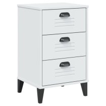 Widnes Wooden Bedside Cabinet With 3 Drawers In White