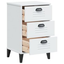 Widnes Wooden Bedside Cabinet With 3 Drawers In White