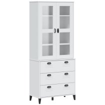 Widnes Wooden Display Cabinet With 3 Drawers In White