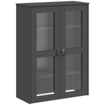 Widnes Wooden Display Cabinet With 3 Drawers In Anthracite Grey