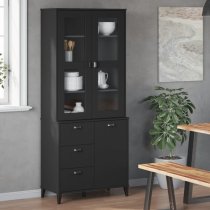 Widnes Wooden Display Cabinet With 3 Doors In Black