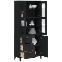 Widnes Wooden Display Cabinet With 3 Doors In Black