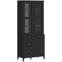 Widnes Wooden Display Cabinet With 3 Doors In Black