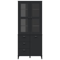 Widnes Wooden Display Cabinet With 3 Doors In Black