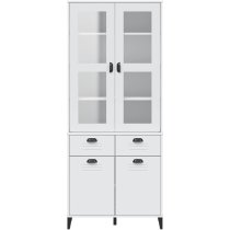 Widnes Wooden Display Cabinet With 4 Doors In White