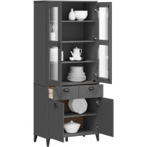 Widnes Wooden Display Cabinet With 4 Doors In Anthracite Grey