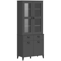 Widnes Wooden Display Cabinet With 4 Doors In Anthracite Grey