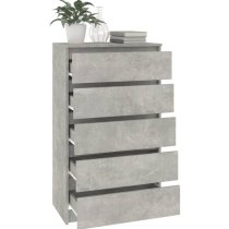 Fowey Wooden Chest Of 5 Drawers In Concrete Grey