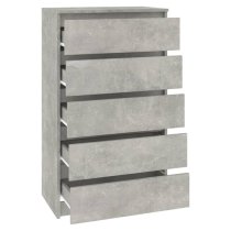 Fowey Wooden Chest Of 5 Drawers In Concrete Grey