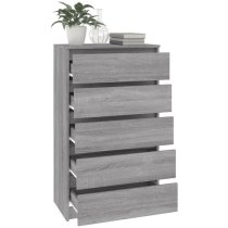 Fowey Wooden Chest Of 5 Drawers In Grey Sonoma