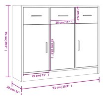 Exeter Wooden Sideboard With 3 Doors 3 Drawers In White