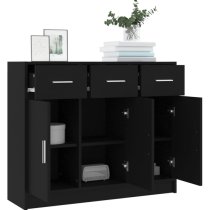 Exeter Wooden Sideboard With 3 Doors 3 Drawers In Black