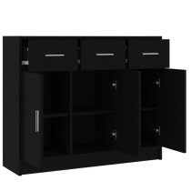 Exeter Wooden Sideboard With 3 Doors 3 Drawers In Black