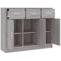 Exeter Wooden Sideboard With 3 Doors 3 Drawers In Grey Sonoma