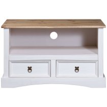 Croydon Wooden TV Stand With 2 Drawers In White And Brown