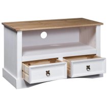 Croydon Wooden TV Stand With 2 Drawers In White And Brown