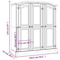 Croydon Wooden Wardrobe With 3 Doors In Brown