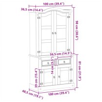 Croydon Wooden Display Cabinet With 4 Doors 2 Drawers In Brown