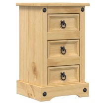 Croydon Wooden Bedside Cabinet Small With 3 Drawers In Brown